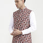 Maroon & White Printed  Waistcoat | Greenfibre