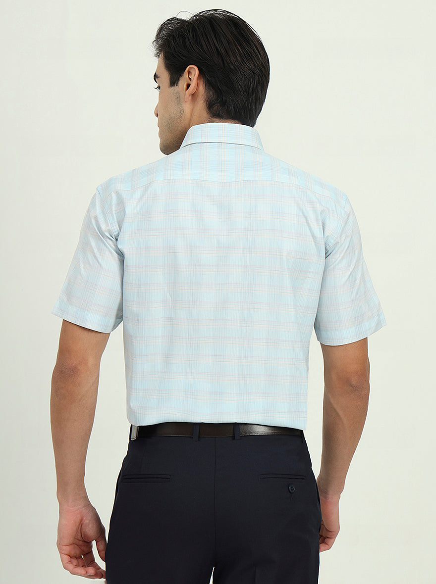 Sea Blue Solid Regular Fit Formal Shirt | Greenfire