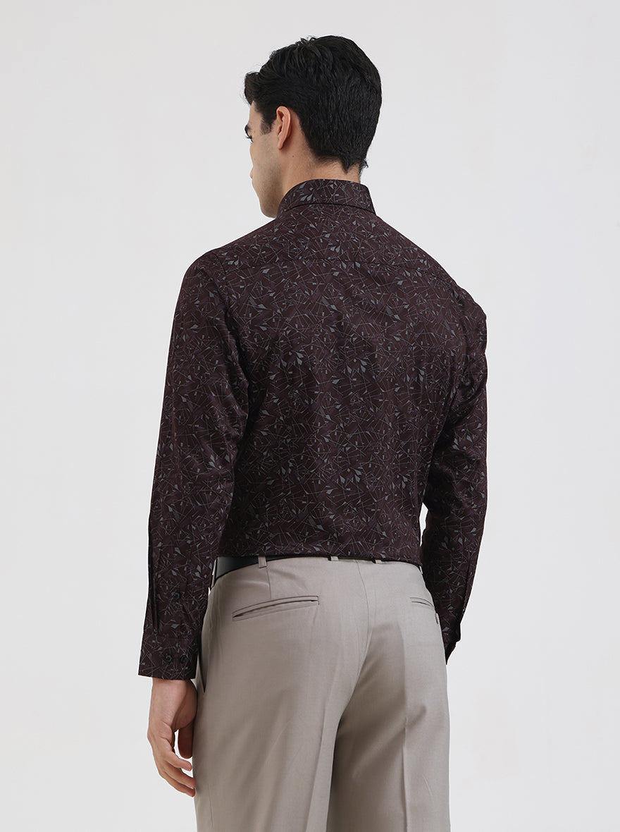 Maroon Printed Slim Fit Party Wear Shirt | Greenfibre