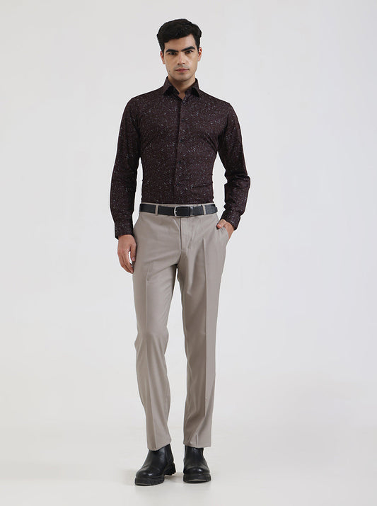 Maroon Printed Slim Fit Party Wear Shirt | Greenfibre