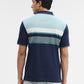 Mint & Navy Blue Striped Slim Fit Polo T-Shirt | Greenfibre