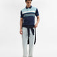 Mint & Navy Blue Striped Slim Fit Polo T-Shirt | Greenfibre