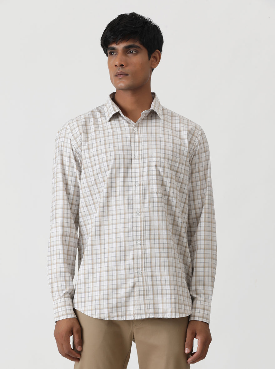 Grey Checked Smart Fit Semi Casual Shirt | Greenfibre