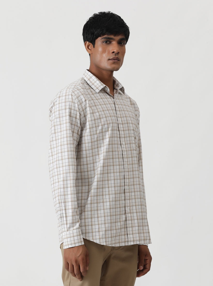 Grey Checked Smart Fit Semi Casual Shirt | Greenfibre