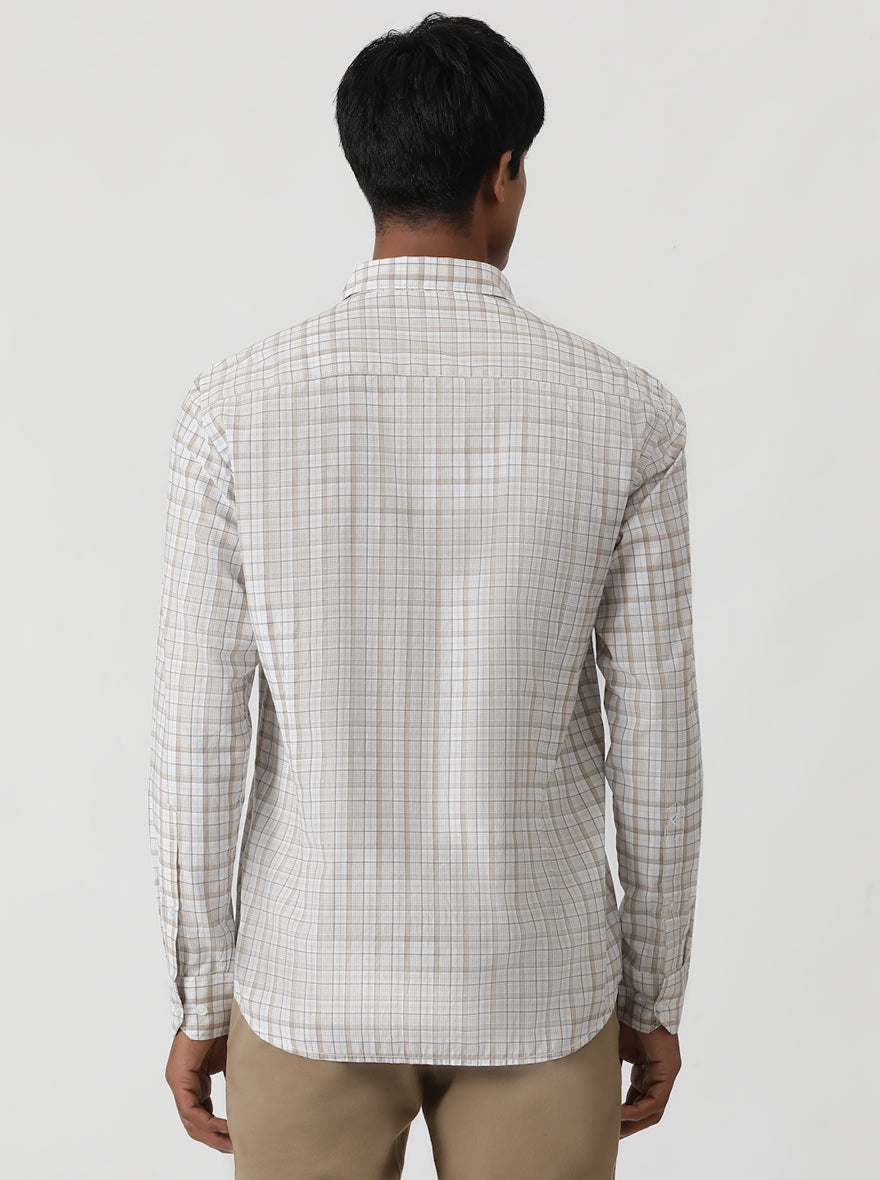 Grey Checked Smart Fit Semi Casual Shirt | Greenfibre