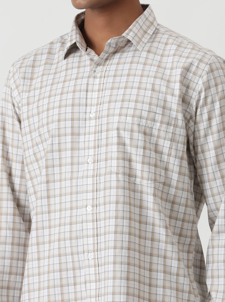 Grey Checked Smart Fit Semi Casual Shirt | Greenfibre