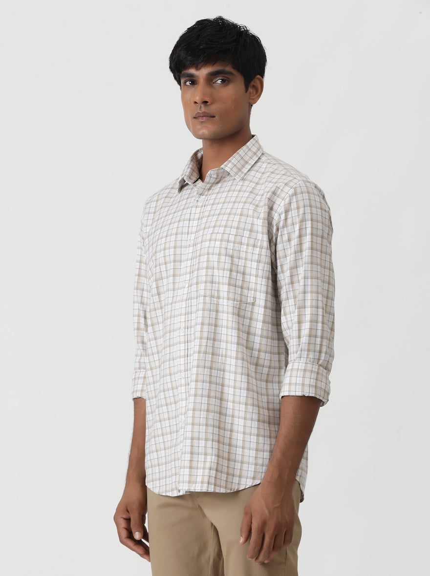 Grey Checked Smart Fit Semi Casual Shirt | Greenfibre