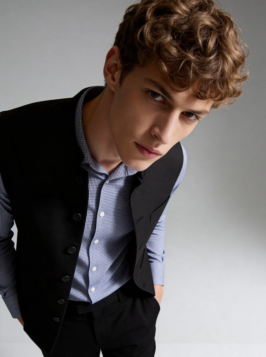 Black Solid  Waistcoat | Greenfibre