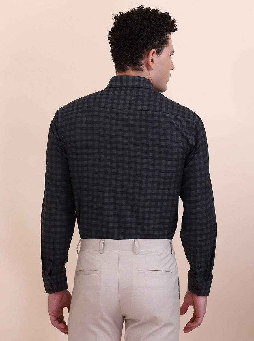 Green Checked Regular Fit Formal Shirt | Greenfibre