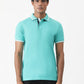 Turquoise Blue Solid Slim Fit Polo T-Shirt | Greenfibre