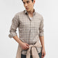 Grey Checked Tailored Fit Semi Casual Shirt | Greenfibre