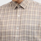 Grey Checked Tailored Fit Semi Casual Shirt | Greenfibre