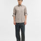 Grey Checked Tailored Fit Semi Casual Shirt | Greenfibre