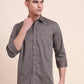 Dark Grey Printed Smart Fit Semi Casual Shirt | Greenfibre