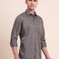 Dark Grey Printed Smart Fit Semi Casual Shirt | Greenfibre