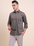 Dark Grey Printed Smart Fit Semi Casual Shirt | Greenfibre