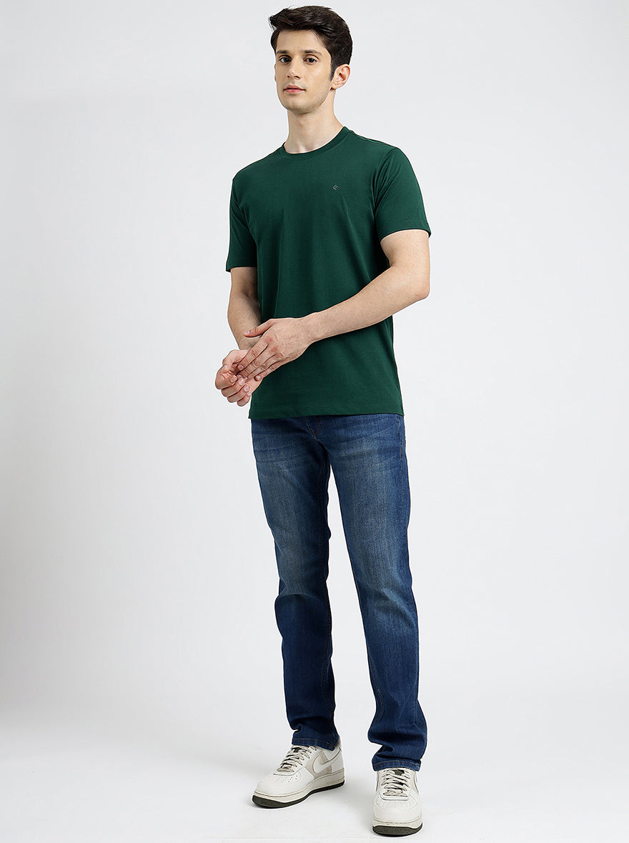 Green Solid Slim Fit T-Shirt | Greenfibre