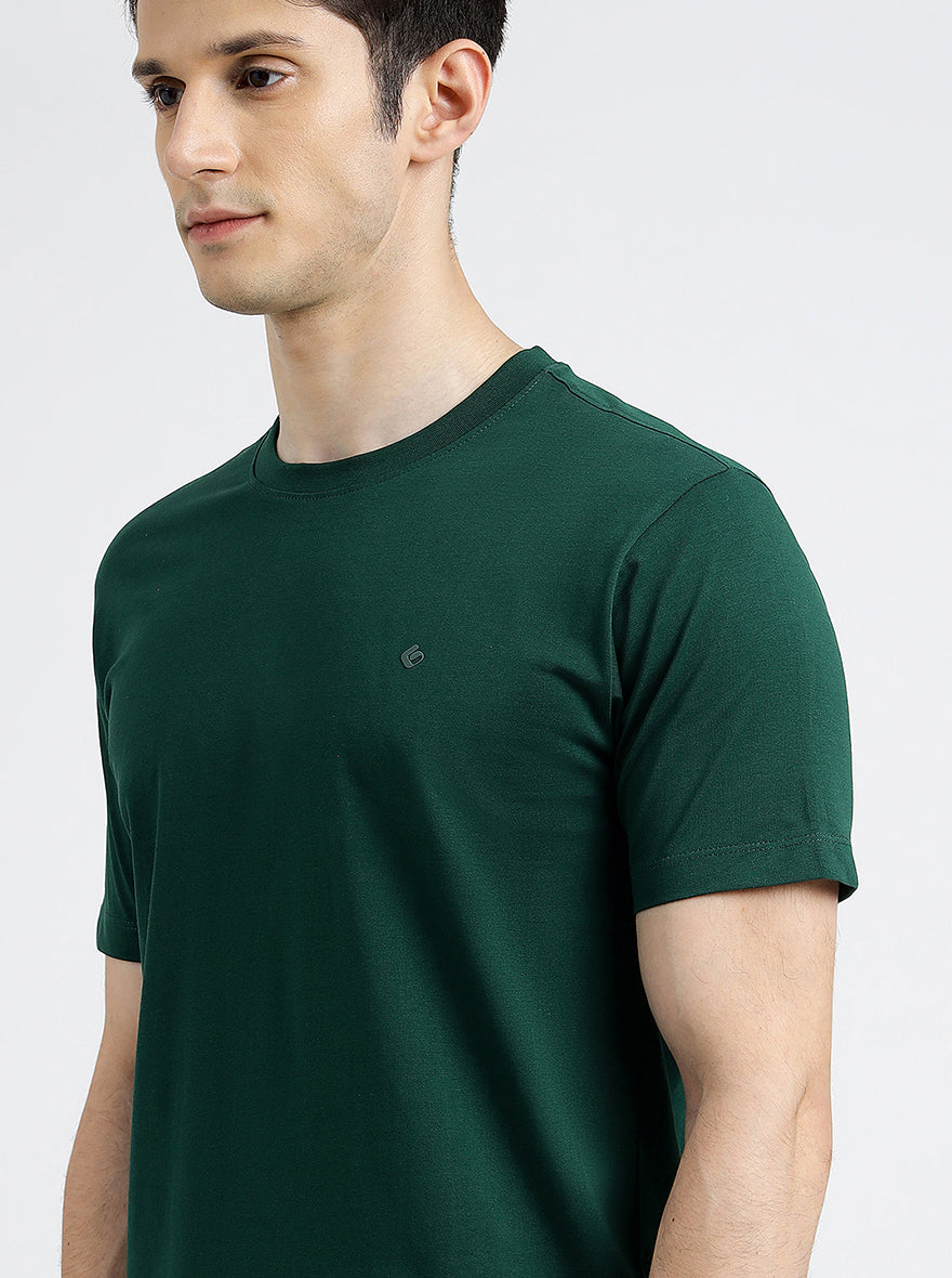 Green Solid Slim Fit T-Shirt | Greenfibre