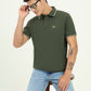 Olive Green Solid Slim Fit Polo T-Shirt | Greenfibre
