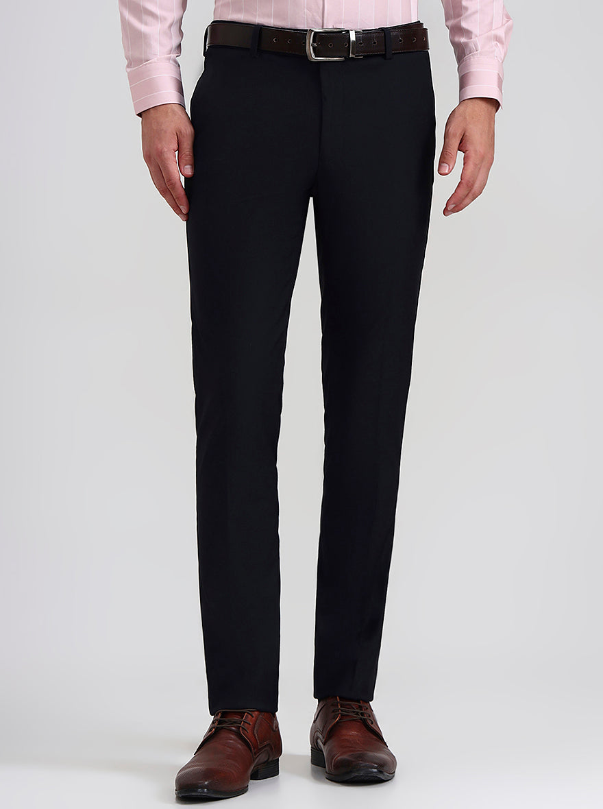 Navy Blue Solid Slim Fit Formal Trouser | Greenfibre