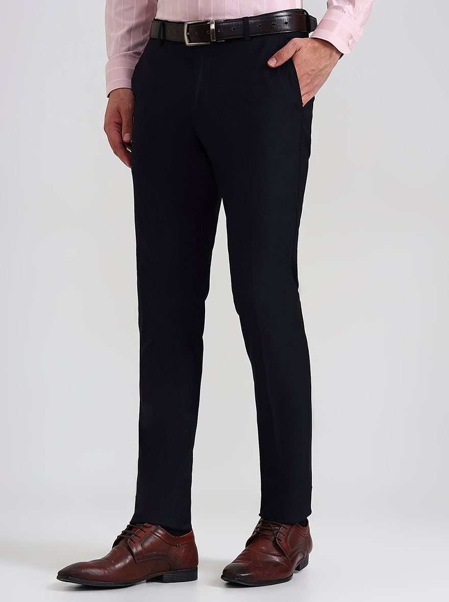 Navy Blue Solid Slim Fit Formal Trouser | Greenfibre