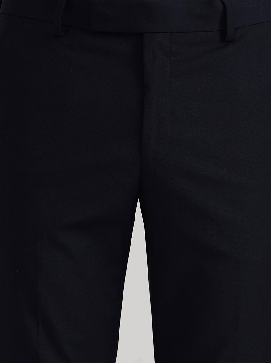 Navy Blue Solid Slim Fit Formal Trouser | Greenfibre