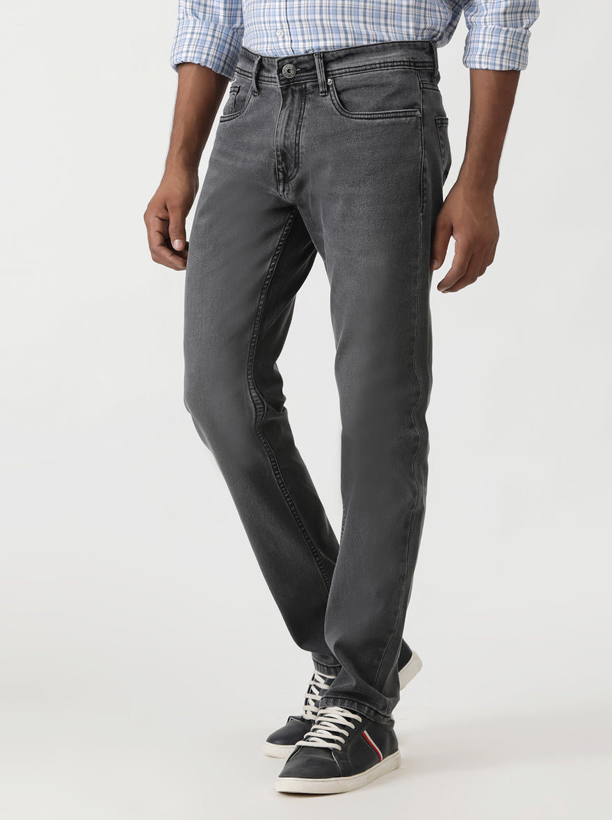 Grey Washed Straight Fit Jeans | Greenfibre