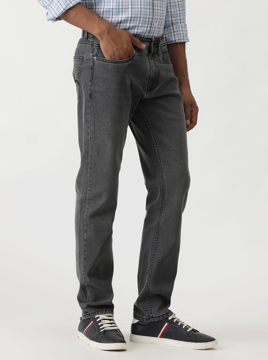 Grey Washed Straight Fit Jeans | Greenfibre