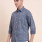 Blue Printed Slim Fit Casual Shirt | Greenfibre