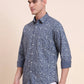 Blue Printed Slim Fit Casual Shirt | Greenfibre