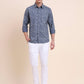 Blue Printed Slim Fit Casual Shirt | Greenfibre