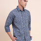 Blue Printed Slim Fit Casual Shirt | Greenfibre