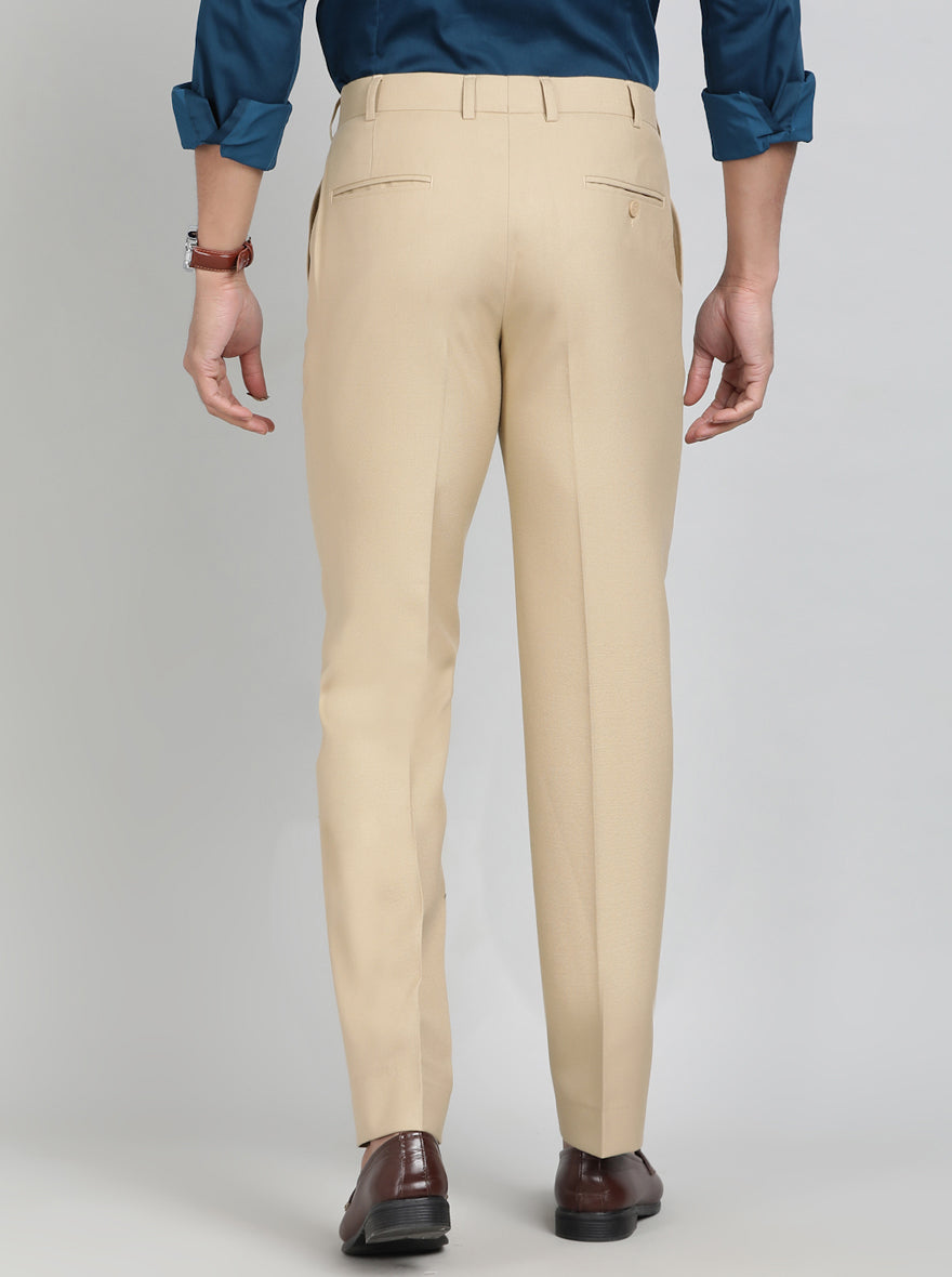 Khaki Solid Classic Fit Formal Trouser | JadeBlue