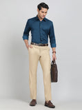 Khaki Solid Classic Fit Formal Trouser | JadeBlue