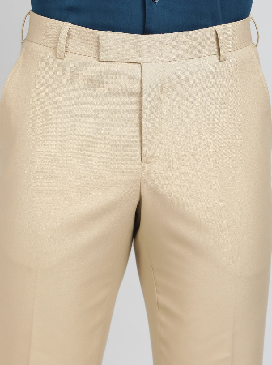 Khaki Solid Classic Fit Formal Trouser | JadeBlue