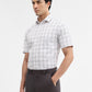 White & Grey Checked Regular Fit Formal Shirt | Greenfibre