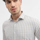 Green & White Checked Slim Fit Formal Shirt | Greenfibre