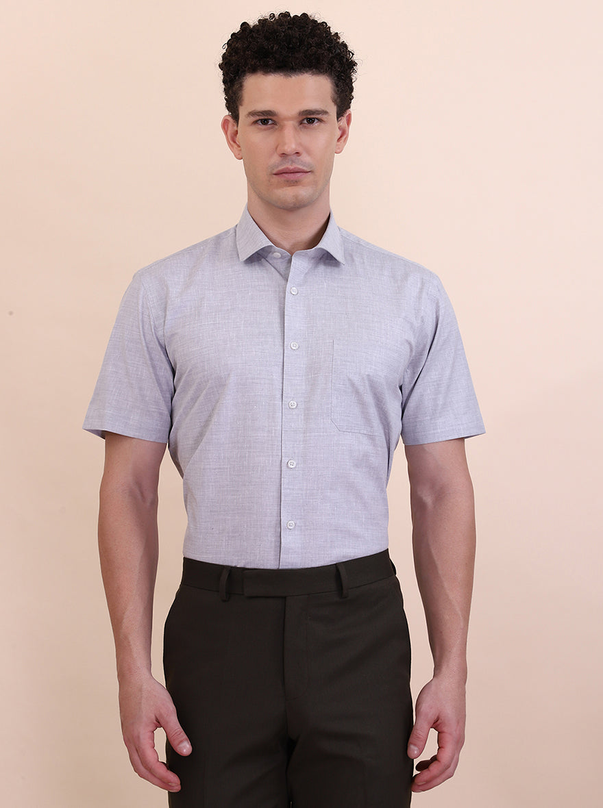 Grey Solid Regular Fit Formal Shirt | Greenfibre