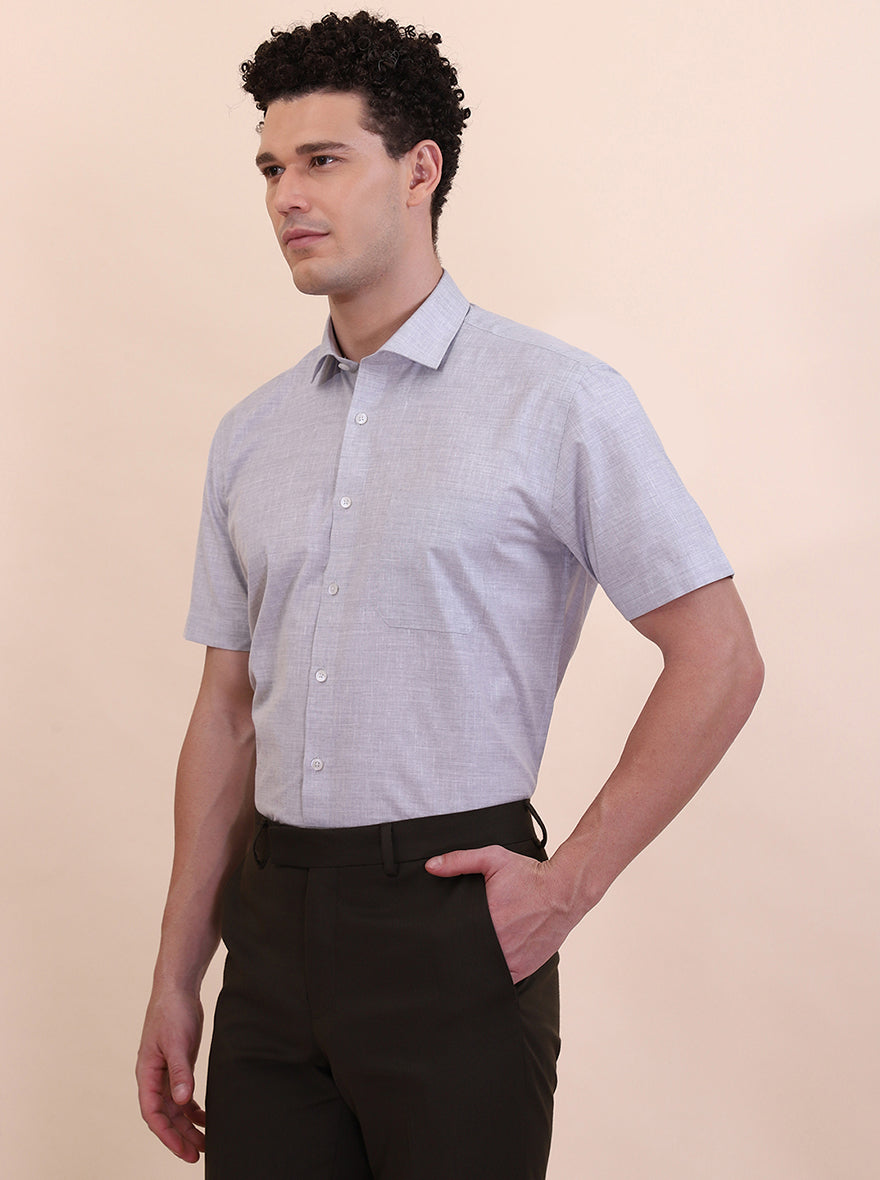 Grey Solid Regular Fit Formal Shirt | Greenfibre