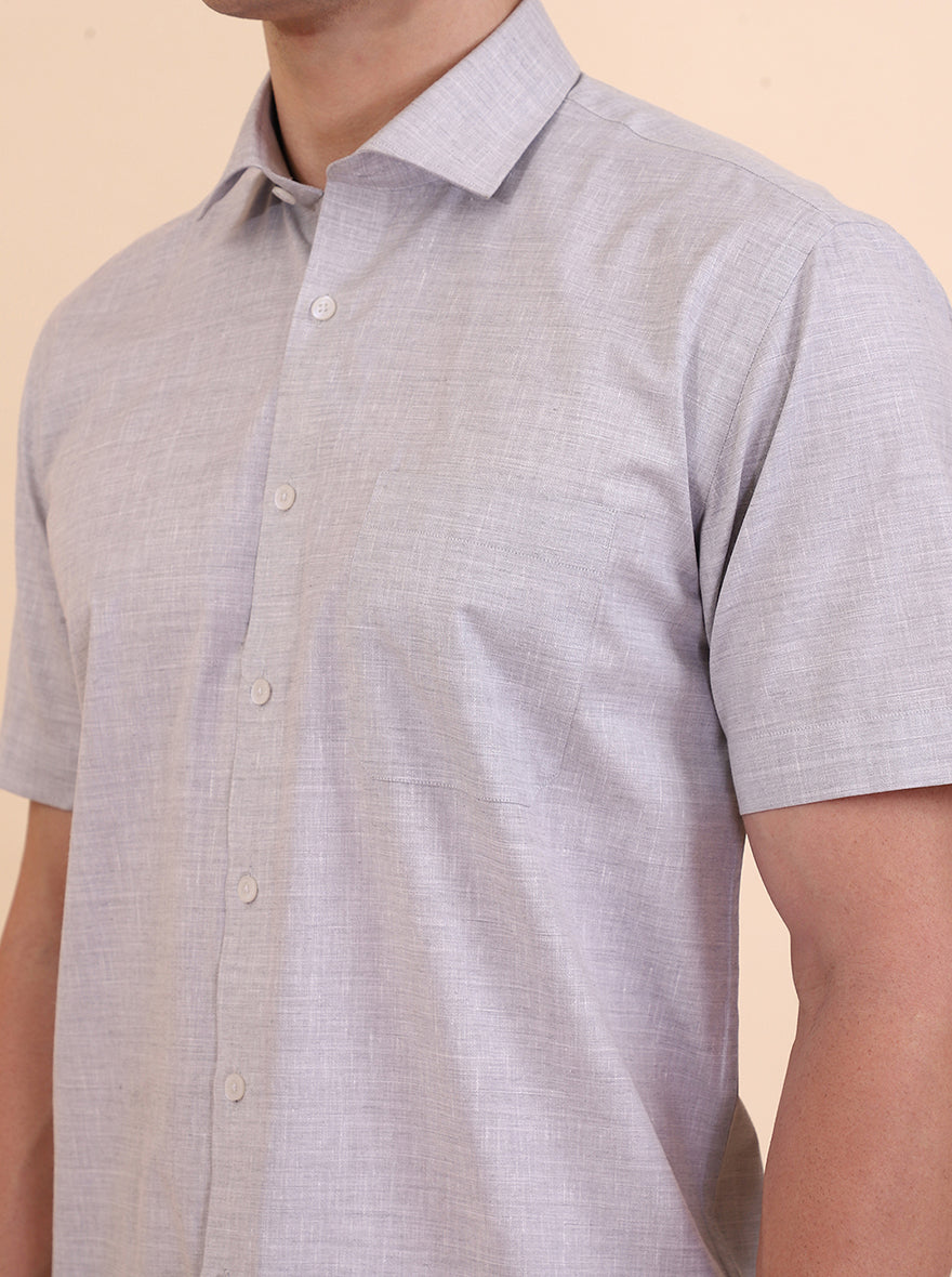 Grey Solid Regular Fit Formal Shirt | Greenfibre