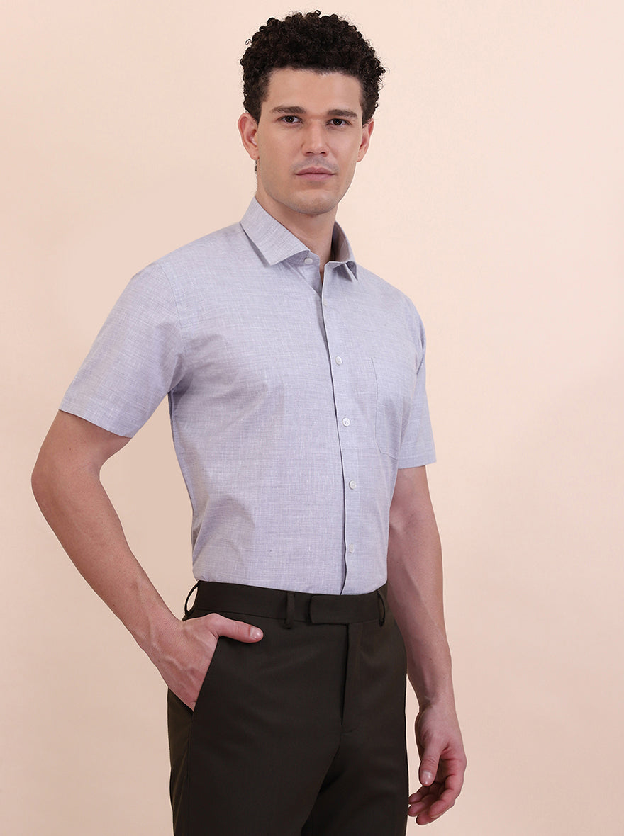 Grey Solid Regular Fit Formal Shirt | Greenfibre