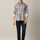 Grey Striped Slim Fit Party Wear Shirt | JB Studio