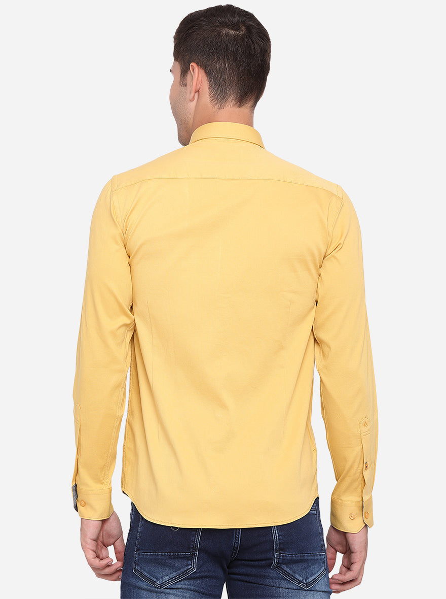 Yolk Yellow Solid Slim Fit Casual Shirt | Greenfibre