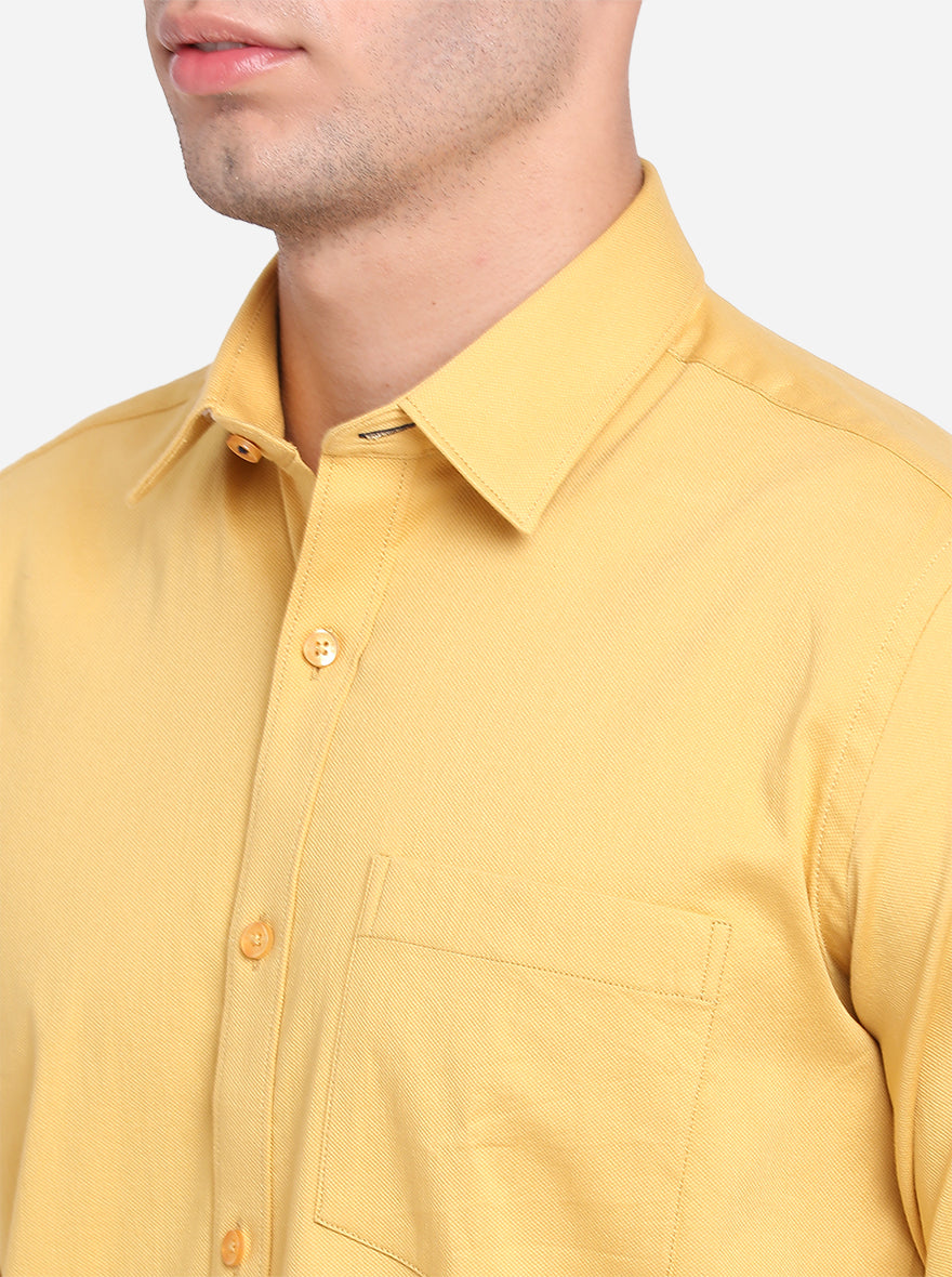 Yolk Yellow Solid Slim Fit Casual Shirt | Greenfibre