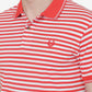 White & Orange Striped Slim Fit Polo T-Shirt | Greenfibre