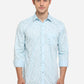 Light Blue Printed Smart Fit Semi Casual Shirt | Greenfibre