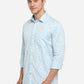 Light Blue Printed Smart Fit Semi Casual Shirt | Greenfibre