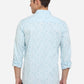 Light Blue Printed Smart Fit Semi Casual Shirt | Greenfibre