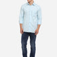 Light Blue Printed Smart Fit Semi Casual Shirt | Greenfibre