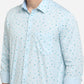 Light Blue Printed Smart Fit Semi Casual Shirt | Greenfibre